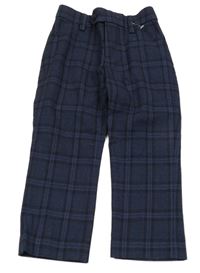 Tmavomodro-černé kostkované chino slavnostní kalhoty Next