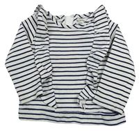 Bielo-tmavomodrá pruhovaná mikina s volánikmi F&F