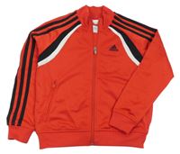 Červeno-černo-bílá sportovní propínací mikina s logem Adidas