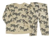 2set - Béžová mikina se zebrami + žebrované crop legíny H&M
