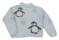 Svetlomodrý chlpatý sveter s tučňáky Primark