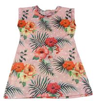 Svetloružová -farebné kvetované ľahké šaty