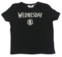 Čierne rebrované crop tričko s nápisom H&M