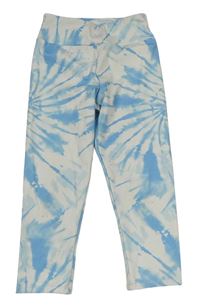 Bielo-modré batikované športové crop legíny Zara