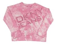 Růžová batikovaná mikina s logem DKNY