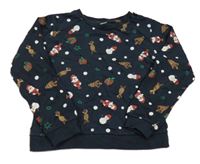 Tmavomodrá mikina s vánočními obrázky