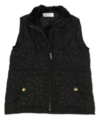 Čierna bodkovaná á šušťáková zateplená vesta H&M