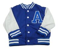 Modro-bílá baseballová mikina s písmenem