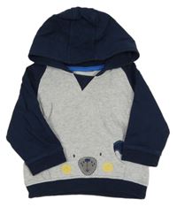 Šedo-tmavomodrá mikina s pejskem a kapucí George