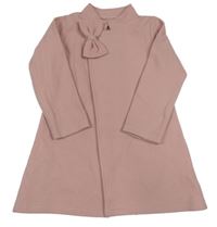 Růžový lehký flaušový kabát s mašlí shein