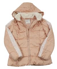 Svetloružová šušťáková zateplená bunda s kapucňou