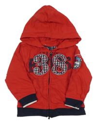 Červená prepínaci mikina s číslom a kapucňou