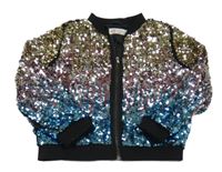 Zlato-ružovo-modrá flitrová podšitá bunda H&M