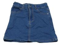 Modrá rifľová sukňa s vreckami