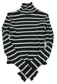 Čierno-biele pruhované rebrované crop tričko C&A