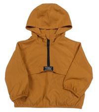 Hnedá šušťáková ľahká bunda s nášivkou a kapucňou shein