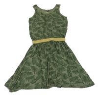 Khaki lehké šaty s listy 