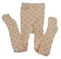 Smetanové punčocháče s růžovými puntíky H&M