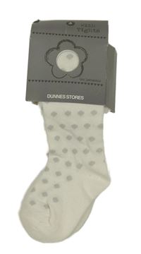 Nové - smetanovo-šedé puntíkaté punčocháče dunnes 