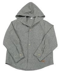 Šedá melírovaná košile s kapucí shein