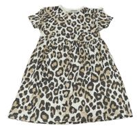 Bielo-sivo-hnedé leopardí šaty Nutmeg