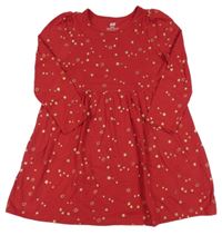 Červené šaty so zlatými hviezdičkami H&M