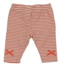 Ružovo-biele pruhované legíny s mašličkami