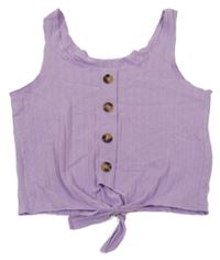 Lila rebrovaný crop top s gombíkmi Page one young