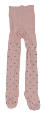 Světlerůžové punčocháče se stříbrnými srdíčky H&M