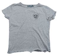 Sivé melírované crop tričko so srdcem s nápisom Primark