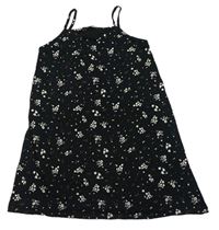 Čierne kvetované bavlnené šaty George