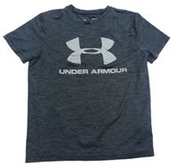 Antracitovo-čierne melírované športové funkčné tričko s logom Under Armour