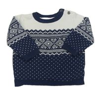 Tmavomodro-biely sveter s norským vzorom H&M