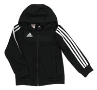 Černá propínací sportovní mikina s pruhy a kapucí Adidas