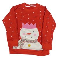 Červená bodkovaná á mikina so Sněhulákem