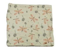 Béžový bavlněný nákrčník s vážkami 