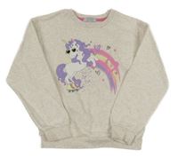 Béžová melírovaná mikina s jednorožcom Primark