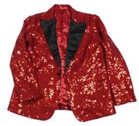 Červeno-černé sako s flitry 