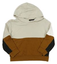 Bielo-hnedo-čierna mikina s kapucňou H&M