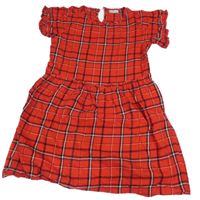 Červeno-černé kostkované třpytivé šaty 