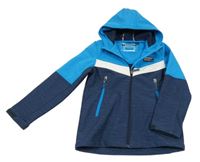 Světlemodro-bílo-tmavomodrá softshellová bunda s kapucí C&A