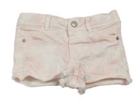 Světlerůžovo-bílé batikované riflové kraťasy Kiabi 