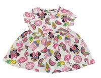 Bielo-ružové šaty s Minnie a Daisy Disney