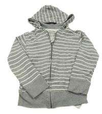 Sivo-biela pruhovaná prepínaci mikina s kapucňou