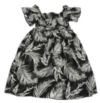 Čierno-biele šaty s listami H&M