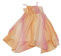 Ružovo-oranžové ombré šifónové šaty H&M