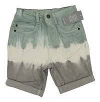 Nové - Zeleno-bílo-šedé riflové kraťasy 