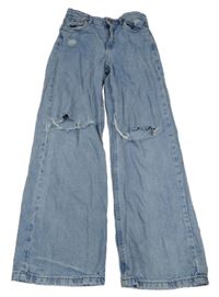 Světlemodré široké rifle s dírami na kolenou Page one young