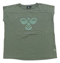 Khaki tričko s logom Hummel