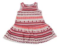 Bielo-ružovo-vínové vzorované šaty H&M